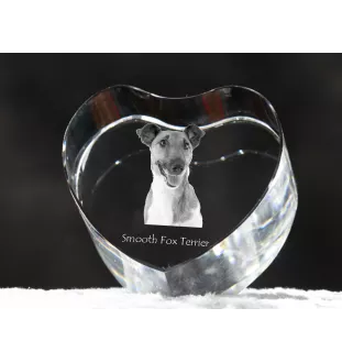 Fox Terrier Smooth - a photo of a dog in crystal, crystal heart, unique photo frame from the Art-Dog brand