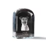 Fox Terrier Glatthaar, Foxterrier - Kristallwürfel mit Bild, Hundebild im Kristall, sechseckiger Papierclip von Art-Dog.