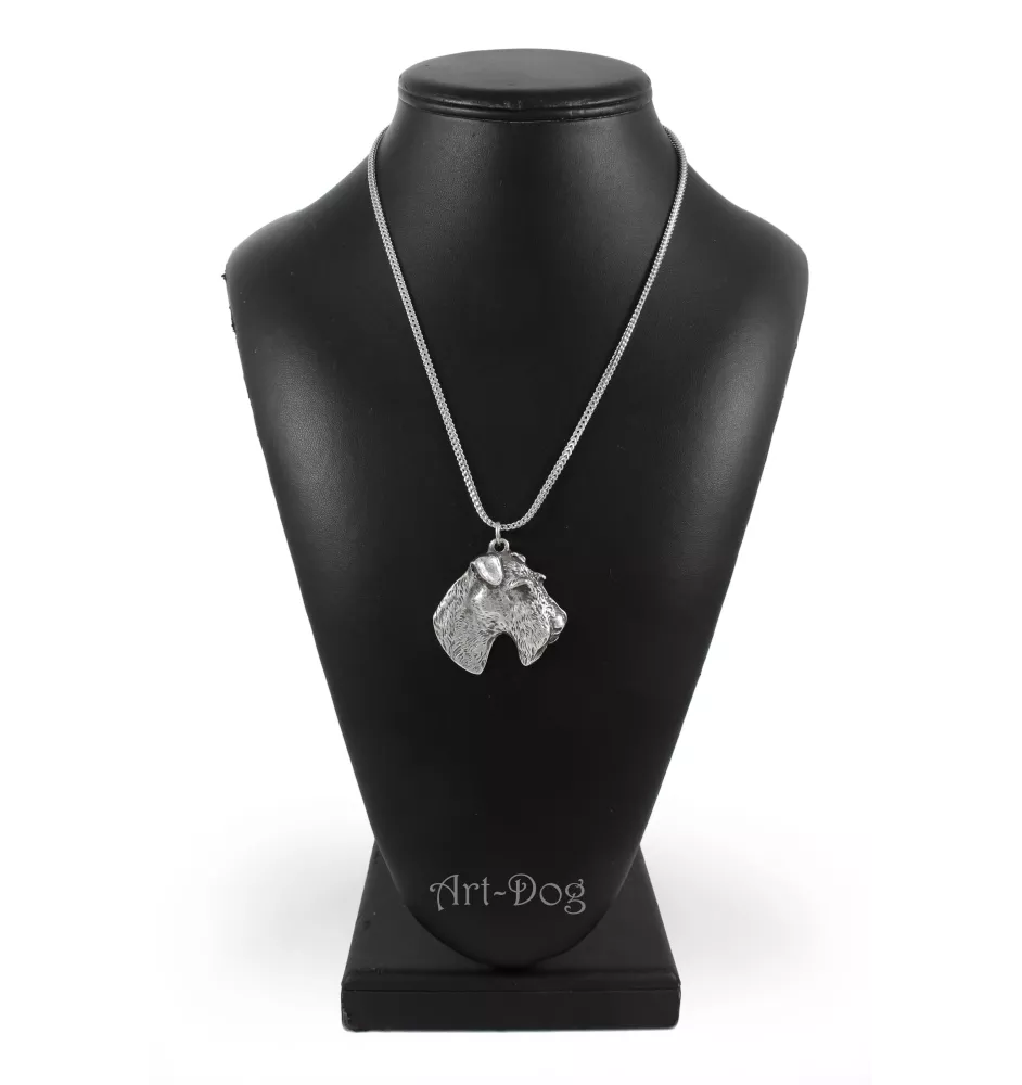 Fox Terrier Drahthaar, Foxterrier - Halskette mit Hund, Hundeanhänger an einer silbernen Kette, einzigartiger Schmuck der Marke Art-Dog