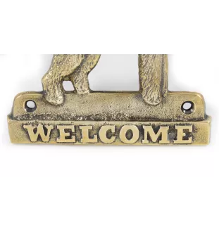 Fox Terrier Drahthaar, Foxterrier - Türschild mit Hund, messingfarbenes Willkommensschild, einzigartiges Schild mit der Aufschrift Welcome von der Marke Art-Dog