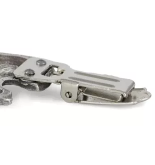 Fox-terrier à poil dur - broche avec pince, support pour numéro de départ, épingle argentée pour exposition de chiens de la marque Art-Dog