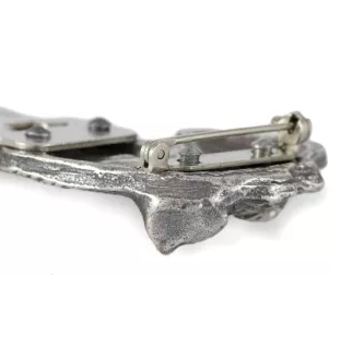 Fox Terrier Wire - brooch with a clip, holder for a start number, silver-plated dog show pin from the Art-Dog brand