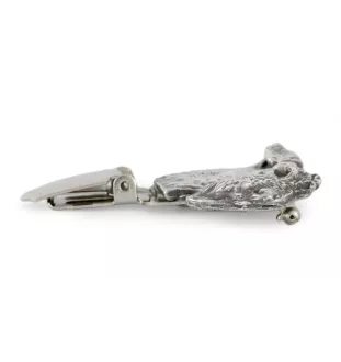 Fox Terrier Wire - brooch with a clip, holder for a start number, silver-plated dog show pin from the Art-Dog brand