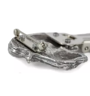 Fox-terrier à poil dur - broche avec pince, support pour numéro de départ, épingle argentée pour exposition de chiens de la marque Art-Dog