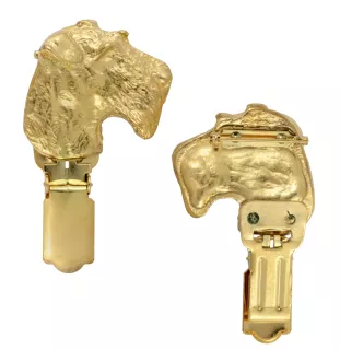 Fox-terrier à poil dur - broche avec pince, support doré pour numéro de départ, cadeau pour exposition de chiens de la marque Art-Dog