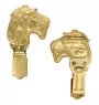 Fox Terrier Wire - brooch with a clip, gold-plated holder for a start number, a gift for a dog show by Art-Dog brand.
