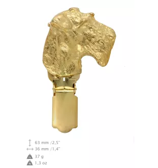 Fox-terrier à poil dur - broche avec pince, support doré pour numéro de départ, cadeau pour exposition de chiens de la marque Art-Dog