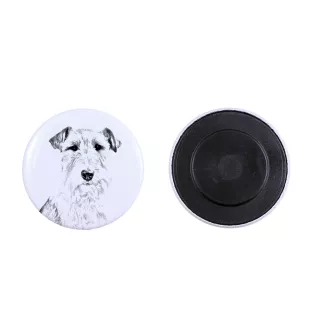 Fox-terrier à poil dur - aimant avec un œil de chien, exceptionnellement léger, aimant puissant, produit fabriqué à la main par la marque Art-Dog