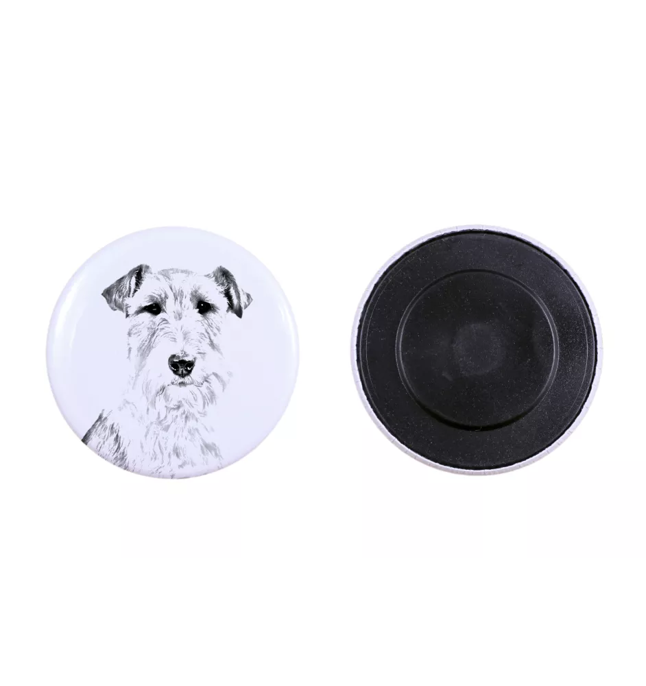 Fox Terrier Drahthaar, Foxterrier Magnet mit einem Hundepfotenabdruck, außergewöhnlich leicht, starker Magnet, handgefertigtes Produkt der Marke Art-Dog