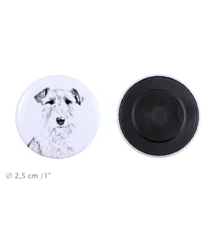 Fox-terrier à poil dur - aimant avec un œil de chien, exceptionnellement léger, aimant puissant, produit fabriqué à la main par la marque Art-Dog