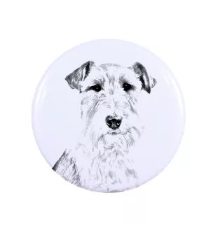 Fox Terrier Drahthaar, Foxterrier Magnet mit einem Hundepfotenabdruck, außergewöhnlich leicht, starker Magnet, handgefertigtes Produkt der Marke Art-Dog