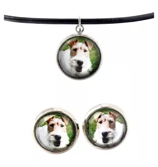 Fox-terrier à poil dur - boîte à bijoux avec votre photo, ensemble collier et boucles d'oreilles, produits personnalisés de la marque Art-Dog