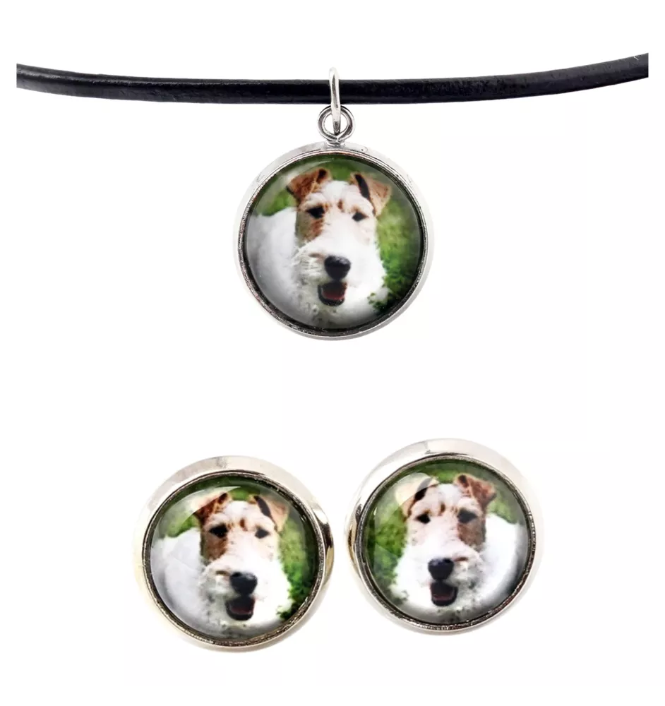 Fox-terrier à poil dur - boîte à bijoux avec votre photo, ensemble collier et boucles d'oreilles, produits personnalisés de la marque Art-Dog