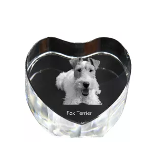 Fox Terrier Drahthaar, Foxterrier - Hundebild im Kristall, Kristallherz, einzigartiger Bilderrahmen der Marke Art-Dog
