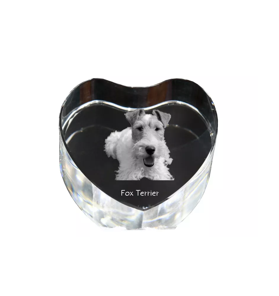 Fox-terrier à poil dur - une photo de chien dans un cristal, un cœur en cristal, un cadre photo exceptionnel de la marque Art-Dog