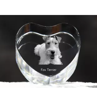 Fox Terrier Drahthaar, Foxterrier - Hundebild im Kristall, Kristallherz, einzigartiger Bilderrahmen der Marke Art-Dog