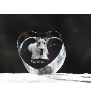 Fox-terrier à poil dur - une photo de chien dans un cristal, un cœur en cristal, un cadre photo exceptionnel de la marque Art-Dog