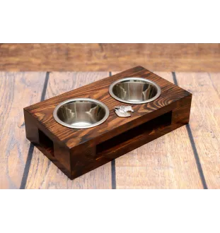 Fox-terrier à poil dur - support en bois avec des bols pour chien, bols pour chien en acier, cadeau pour l'adoption d'un chien de la marque Art-Dog