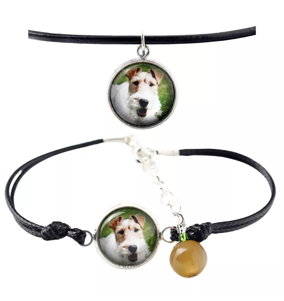 Fox Terrier Wire - a set of jewelry with your photo, handmade set, bracelet and necklace by Art.-Dog brand