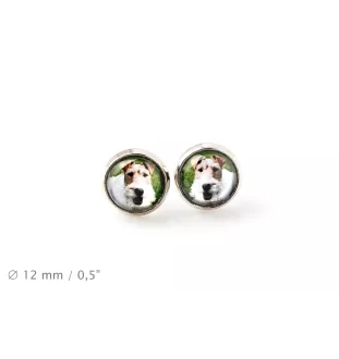 Fox Terrier Drahthaar, Foxterrier - Ohrringe in einer Schachtel, Ihr Foto, handgefertigter Schmuck, Eigenmarke von Art-Dog.