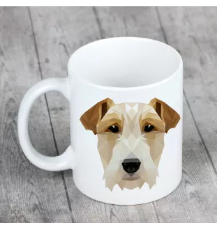 Fox-terrier à poil dur - tasse avec une photo et un motif de chien géométrique Art-Dog