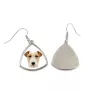 Fox-terrier à poil dur - boucles d'oreilles avec une photo et un motif de chien géométrique Art-Dog