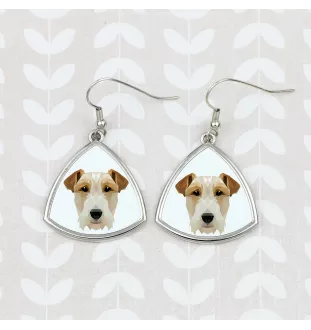 Fox-terrier à poil dur - boucles d'oreilles avec une photo et un motif de chien géométrique Art-Dog
