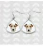 Fox-terrier à poil dur - boucles d'oreilles avec une photo et un motif de chien géométrique Art-Dog