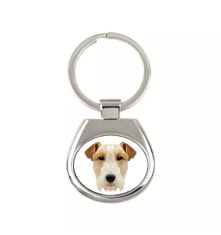 Fox-terrier à poil dur - porte-clés géométrique avec photo et inscription Art-Dog