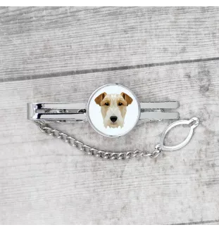Fox Terrier Wire - geometric tie clip with a picture and inscription from Art-Dog