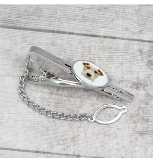 Fox Terrier Wire - geometric tie clip with a picture and inscription from Art-Dog