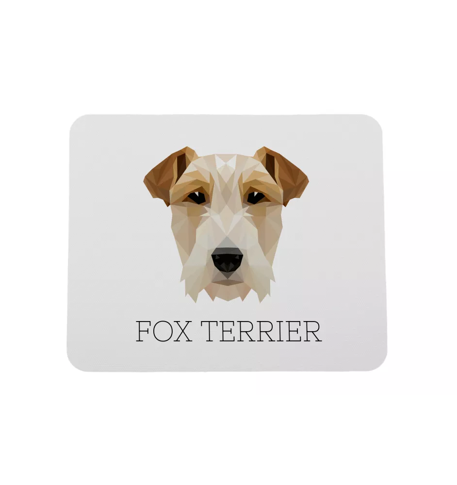 Fox-terrier à poil dur - tapis de souris géométrique avec photo et inscription Art-Dog