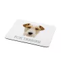 Fox Terrier Drahthaar, Foxterrier - geometrisches Mauspad mit Bild und Aufschrift von Art-Dog