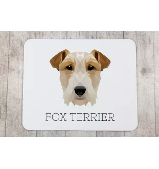 Fox-terrier à poil dur - tapis de souris géométrique avec photo et inscription Art-Dog
