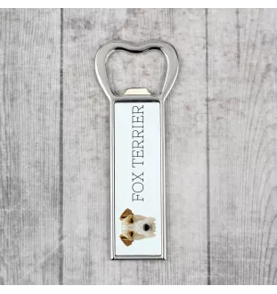 Fox Terrier Drahthaar, Foxterrier - Flaschenöffner mit Bild und Aufschrift für Bier von Art-Dog