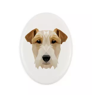 Fox-terrier à poil dur - une plaque avec une photo et un motif géométrique de la marque Art-Dog