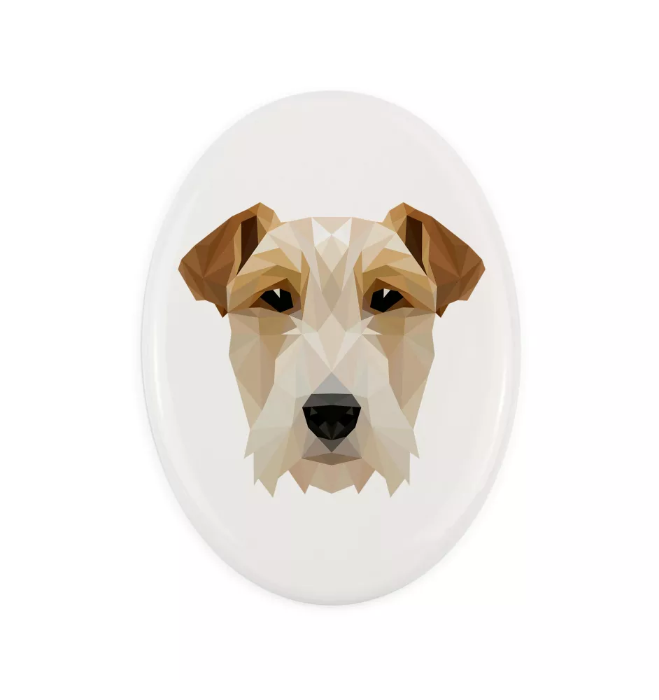 Fox-terrier à poil dur - une plaque avec une photo et un motif géométrique de la marque Art-Dog