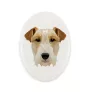 Fox-terrier à poil dur - une plaque avec une photo et un motif géométrique de la marque Art-Dog
