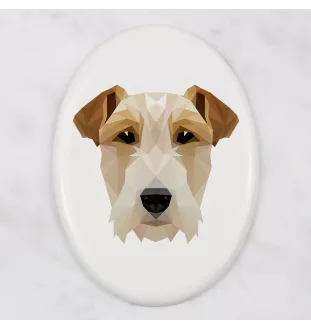 Fox-terrier à poil dur - une plaque avec une photo et un motif géométrique de la marque Art-Dog