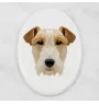 Fox-terrier à poil dur - une plaque avec une photo et un motif géométrique de la marque Art-Dog