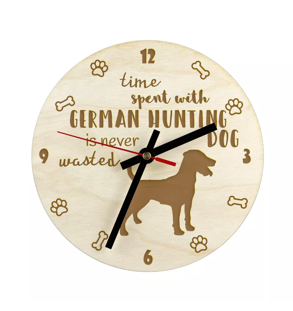 Chien de chasse allemand - horloge avec chien, horloge en bois, horloge murale pour les amoureux des chiens, horloge de bureau et étagère, Art-Dog