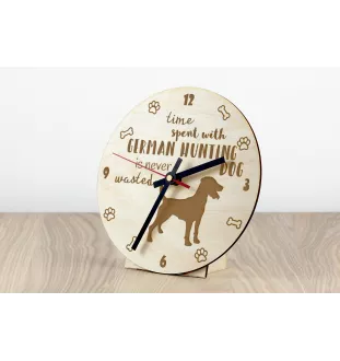 Deutscher Jagdhund - Hundeuhr, Holzuhr, Wanduhr für Hundefreunde, Tisch- und Regaluhr, Art-Dog
