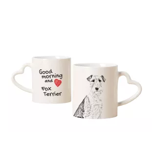 Fox Terrier Wire - cup with a dog, adorable cup with a heart-shaped handle, universal gift from the Art-Dog brand
