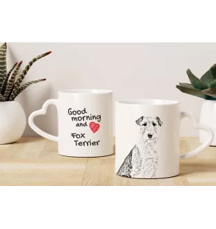 Fox Terrier Drahthaar, Foxterrier - Tasse mit Hund, entzückende Tasse mit herzförmigem Henkel, universelles Geschenk der Marke Art-Dog