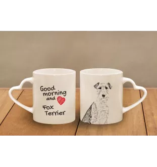 Fox Terrier Wire - cup with a dog, adorable cup with a heart-shaped handle, universal gift from the Art-Dog brand