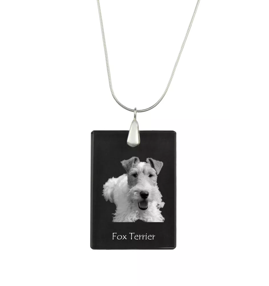 Fox-terrier à poil dur - Pendentif en cristal avec chien, collier en argent avec photo, pendentif personnalisé par la marque Art-Dog
