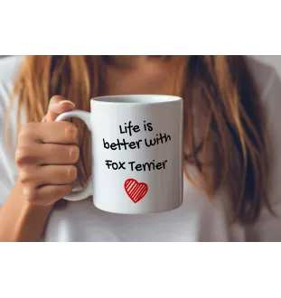 Foksterier szorstkowłosy kubek z psem life is better Art-Dog