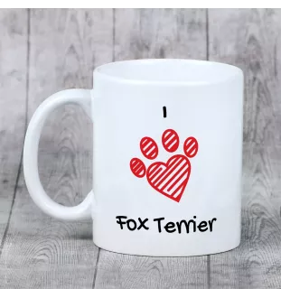 Foksterier szorstkowłosy kubek z psem I love Art-Dog