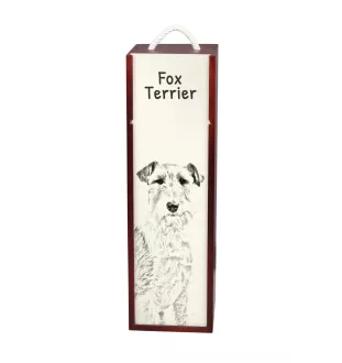 Fox Terrier Wire - wine box with a dog, alcohol box with graphics, personalized gift box from the Art-Dog brand