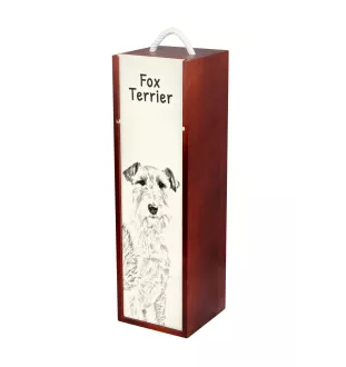 Fox-terrier à poil dur - boîte à vin avec chien, boîte à alcool avec graphisme, boîte cadeau personnalisée de la marque Art-Dog